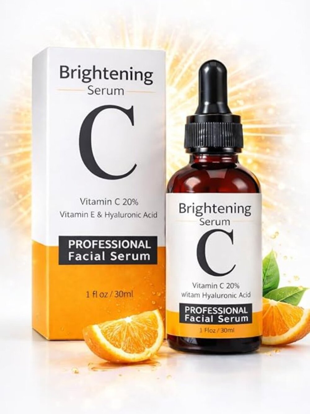Vitamin C Serum 20% + Hyaluronic Acid Anti-Aging Face Serum 1oz